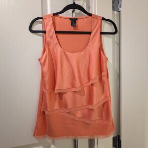 Ann Taylor Sleeveless Blouse with Ruffle, Size XS, Orange